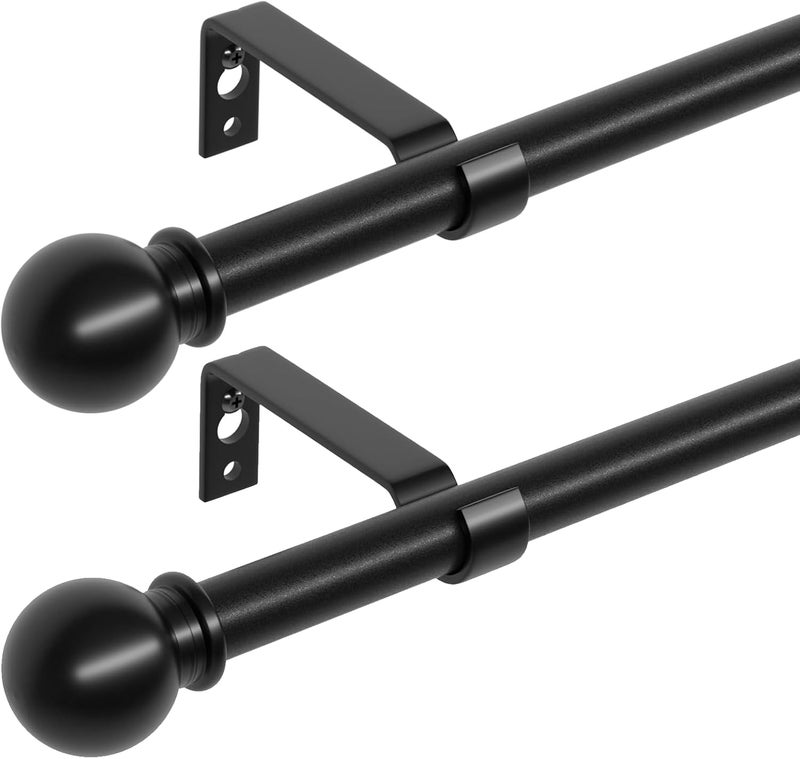 ATUHOLA Curtain Rods for Windows 66 to 120 inch, 2 Pack Black Long Curtain Rod with Brackets Easy Install, Decorative Adjustable 5/8 inch Heavy Duty Curtain Rod for Outdoor Patio, Sliding Door, Set of 2 - Image 1